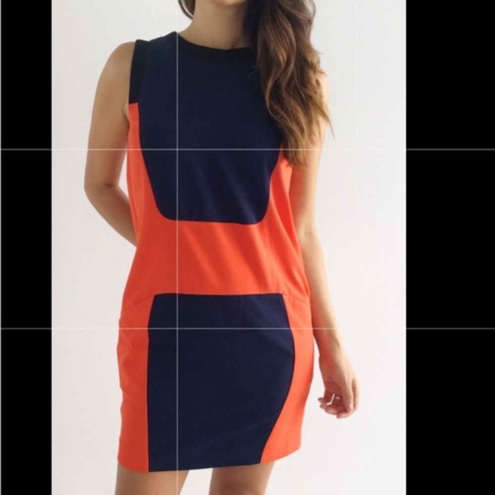 SALE! Rachel Roy Striking Orange & Navy Color Block Pullover Shift Dress~Size 12